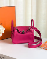 Hermes Lindy Mini |  Framboise 90 Swift Palladium Hardware-front