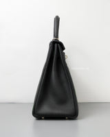 Hermes Kelly Retourne 28 | Black Togo Palladium Hardware-side