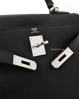 Hermes Kelly Retourne 28 | Black Togo Palladium Hardware-details