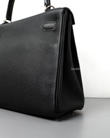 Hermes Kelly Retourne 28 | Black Togo Palladium Hardware-details