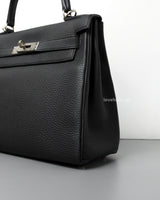 Hermes Kelly Retourne 28 | Black Togo Palladium Hardware-details