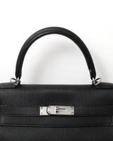 Hermes Kelly Retourne 28 | Black Togo Palladium Hardware-details