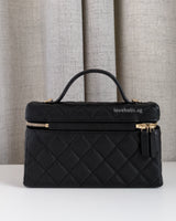 Chanel Top Handle Vanity On Chain LP | Black Caviar Light Gold Hardware-back