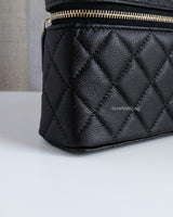 Chanel Top Handle Vanity On Chain LP | Black Caviar Light Gold Hardware-details