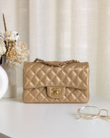 Chanel Mini Rectangle 15C Gold Caviar Brushed Gold Hardware-front