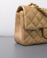 Chanel Mini Rectangle 15C Gold Caviar Brushed Gold Hardware-details