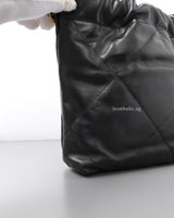 Chanel Chanel 22 Mini | Black Calfskin Brushed Gold Hardware-details