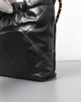 Chanel Chanel 22 Mini | Black Calfskin Brushed Gold Hardware-details