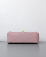 Chanel Mini Rectangle with Top Handle 24P Pink Lambskin Light Gold Hardware-details