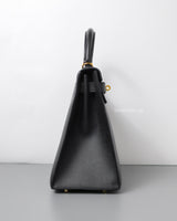 Hermes Kelly Sellier 28 | Black Epsom Gold Hardware-side