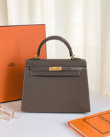 Hermes Kelly Sellier 25 | Etoupe Epsom Gold Hardware-front