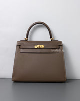 Hermes Kelly Sellier 25 | Etoupe Epsom Gold Hardware-front1