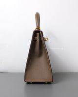 Hermes Kelly Sellier 25 | Etoupe Epsom Gold Hardware-side