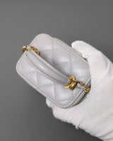 Chanel Top Handle Vanity On Chain Mini | Grey Lambskin Brushed Gold Hardware-details