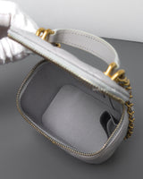 Chanel Top Handle Vanity On Chain Mini | Grey Lambskin Brushed Gold Hardware-details