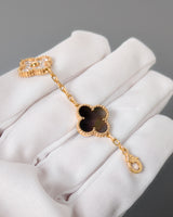 Van Cleef & Arpels VCA Vintage Alhambra Bracelet 5 Motif | Grey Mother Of Pearl, Diamonds 18K Rose Gold-front1