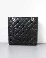 Chanel PST Petite Shopping Tote Black Caviar Silver Hardware-back