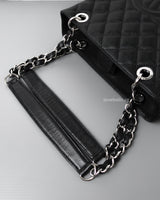 Chanel PST Petite Shopping Tote Black Caviar Silver Hardware-details