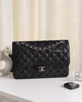 Chanel Classic Flap Jumbo | Black Caviar Silver Hardware-front