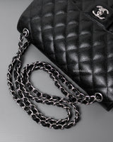 Chanel Classic Flap Jumbo | Black Caviar Silver Hardware-details