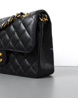 Chanel Classic Flap Small | Black Caviar Gold Hardware-details