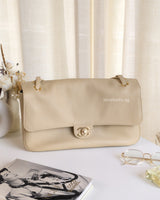 Chanel Maxi Flap 32cm | 26B Beige Caviar Gold Hardware-front