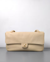 Chanel Maxi Flap 32cm | 26B Beige Caviar Gold Hardware-front1