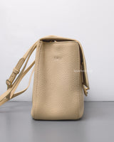 Chanel Maxi Flap 32cm | 26B Beige Caviar Gold Hardware-side
