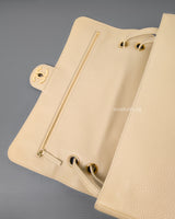 Chanel Maxi Flap 32cm | 26B Beige Caviar Gold Hardware-details