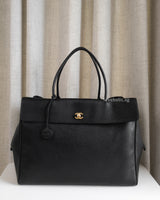 Chanel Large Shopping Bag 26A Black Caviar Gold Hardware-front1
