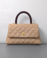Coco Handle Beige Caviar Brushed Gold Hardware