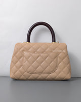 Coco Handle Beige Caviar Brushed Gold Hardware