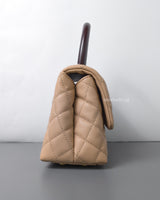 Coco Handle Beige Caviar Brushed Gold Hardware