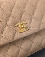 Coco Handle Beige Caviar Brushed Gold Hardware
