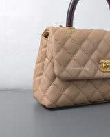 Coco Handle Beige Caviar Brushed Gold Hardware