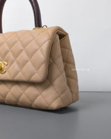 Coco Handle Beige Caviar Brushed Gold Hardware