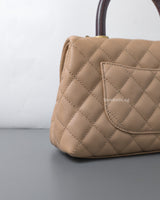 Coco Handle Beige Caviar Brushed Gold Hardware