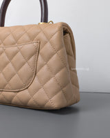 Coco Handle Beige Caviar Brushed Gold Hardware