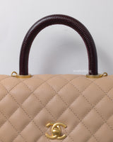 Coco Handle Beige Caviar Brushed Gold Hardware