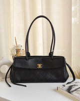Chanel Small Shopping Tote | 26A Black Caviar Gold Hardware-front