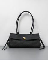 Chanel Small Shopping Tote | 26A Black Caviar Gold Hardware-front1