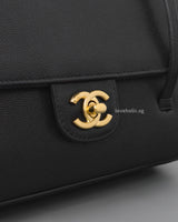 Chanel Preppy Coco Small | Black Caviar Brushed Gold Hardware-details
