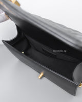 Chanel Boy Old Medium | Black Lambskin Brushed Gold Hardware-details