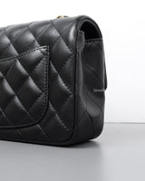 Chanel Mini Rectangle Black Lambskin Light Gold Hardware-details
