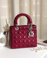 Dior Lady Dior Medium | Red Lambskin Silver Hardware-front