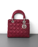 Dior Lady Dior Medium | Red Lambskin Silver Hardware-front1