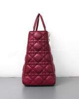 Dior Lady Dior Medium | Red Lambskin Silver Hardware-side