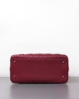 Dior Lady Dior Medium | Red Lambskin Silver Hardware-details