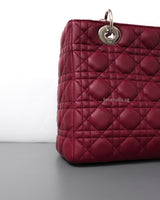 Dior Lady Dior Medium | Red Lambskin Silver Hardware-details