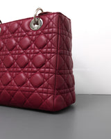 Dior Lady Dior Medium | Red Lambskin Silver Hardware-details